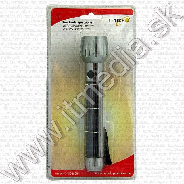 Image of Heitech 7 LED Flashlight *Solar* Metal 19cm (IT7041)